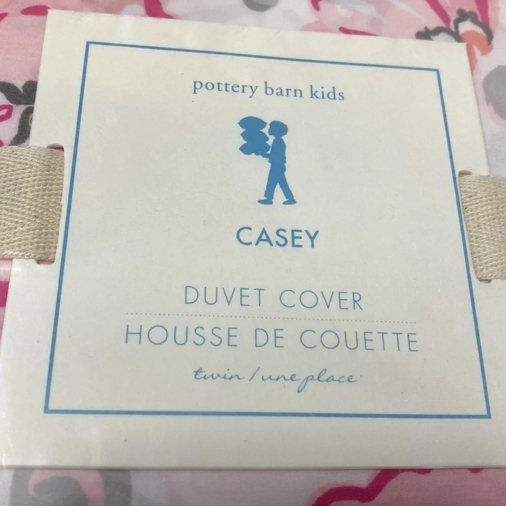 Pottery Barn Kids Casey pink twin duvet cover NWT